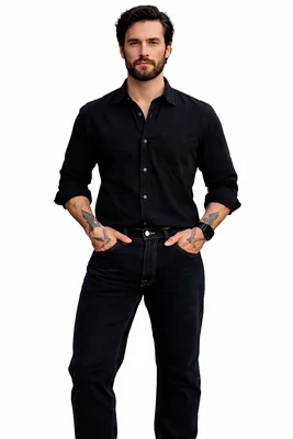 Edward's Jeans Recto Hombre Tiro Alto Azul Petróleo 2650