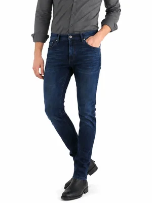 Jeans Slim Hombre Azul Petróleo Stretch Tiro Bajo Edward’s 7701