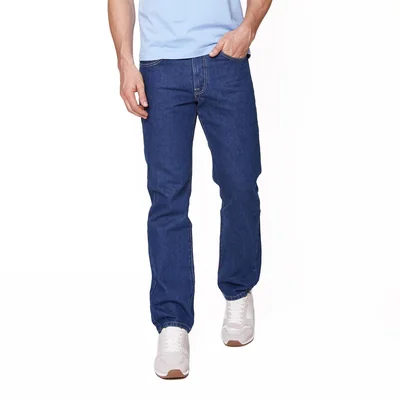 Edward's Jeans Recto Hombre Tiro Alto Azul Medio