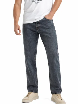 Jeans Recto Hombre Azul Medio Acid Wash Tiro Alto Edward’s 2619