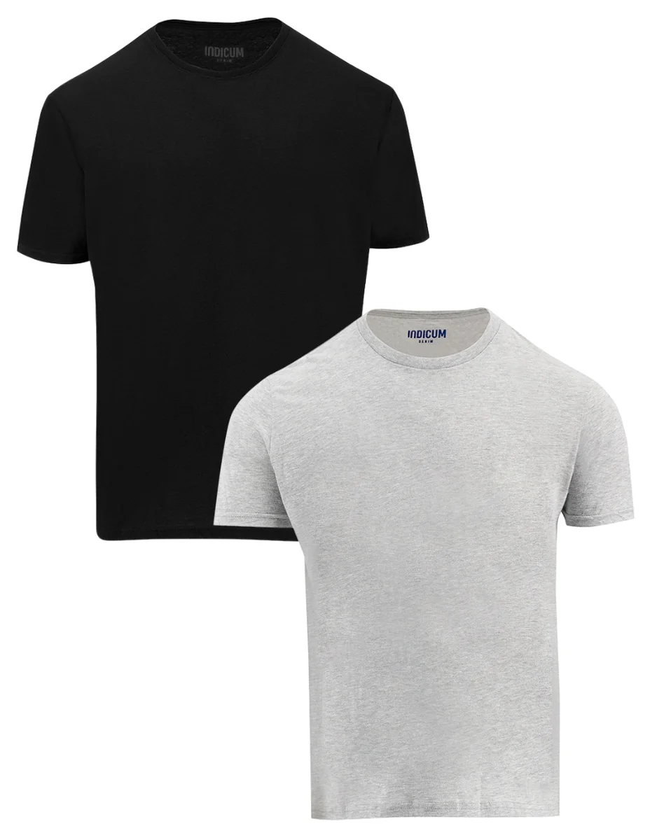 SET DE 2 PLAYERAS BÁSICAS NEGRO, GRIS INDICUM HOMBRE