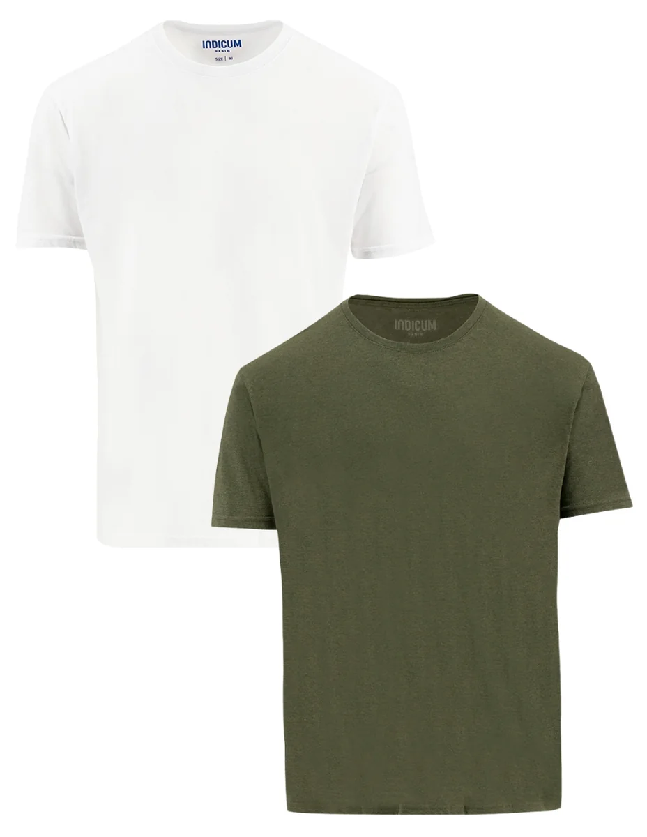 SET DE 2 PLAYERAS BÁSICAS BLANCA, VERDE INDICUM HOMBRE