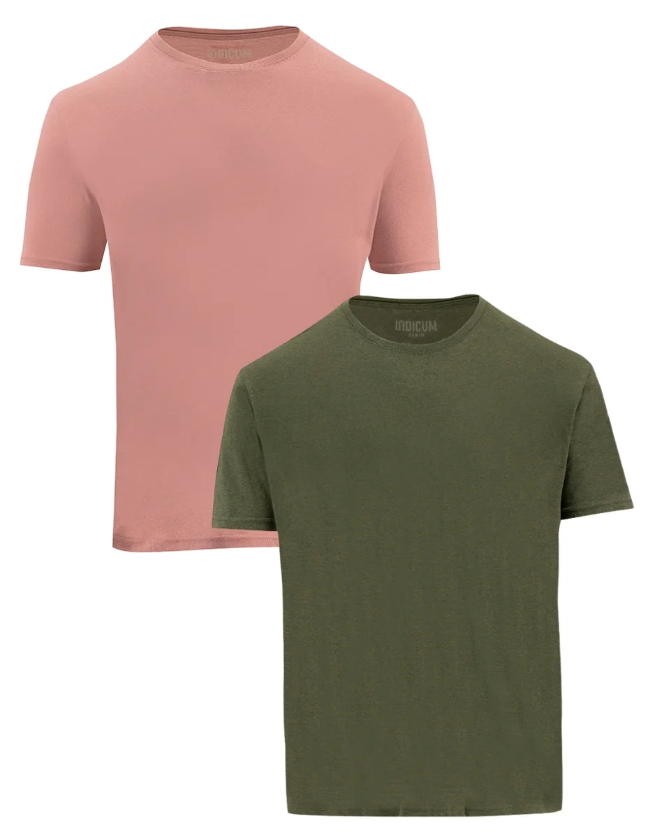 SET DE 2 PLAYERAS BÁSICAS VERDE, ROSA INDICUM HOMBRE