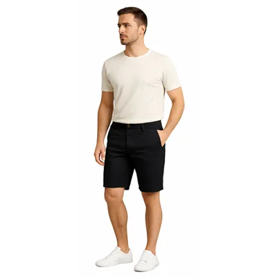 Edward's Bermuda Chino tiro medio Mezclilla Suavizada Negra para Hombre