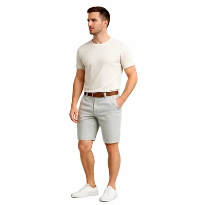 Edward's Bermuda Chino tiro medio Mezclilla Suavizada Gris para hombre
