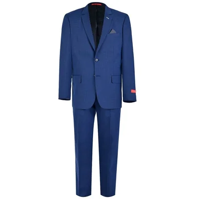 Traje de Corte Semi Slim Fit Oscar Collection Cuadros Azul 2 Piezas para Hombre