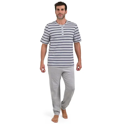 Pijama Chifón Playera Manga Corta y Pantalón con Puño Isotoner para Hombre