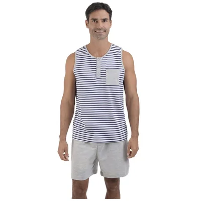 Pijama Chifón Playera Sin Mangas con Atletillas y Bolsa Isotoner para Hombre