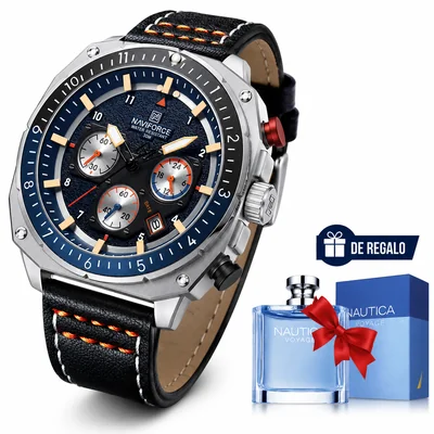 Reloj NAVIFORCE Multifunción Cronógrafo Cuero Resistente al Agua NF8057