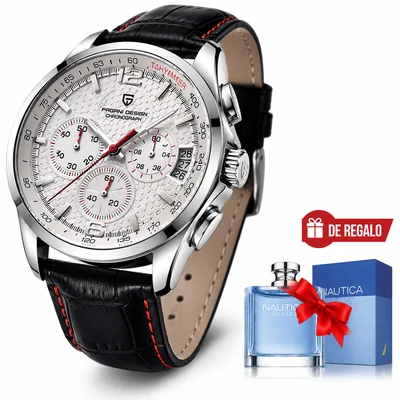 Reloj Cronógrafo Pagani Design PD-3306 Cuero y Acero Inoxidable 47mm Negro