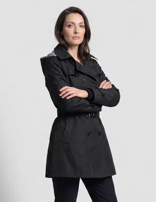 Gabardina resistente al agua con capucha y bolsa Davinchy para mujer