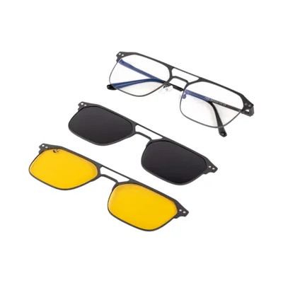 Lentes Gafas de Sol Clip On PANDAS Graduables Polarizados y Visión Nocturna para Hombre y Mujer UV400 Flux Plateado