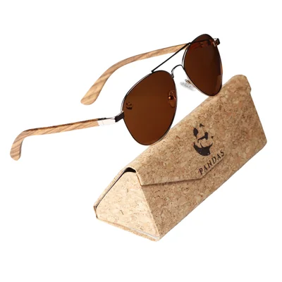 Lentes Gafas de Sol PANDAS Unisex para Hombre y Mujer Polarizados Aviador Oscuros Marrón de Madera UV400 Aquila Café