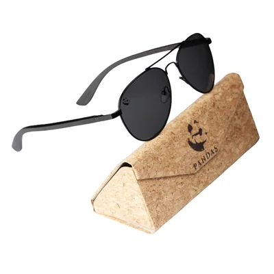 Lentes Gafas de Sol PANDAS Unisex para Hombre y Mujer Polarizados Aviador Oscuros de Madera UV400 Aquila Negro