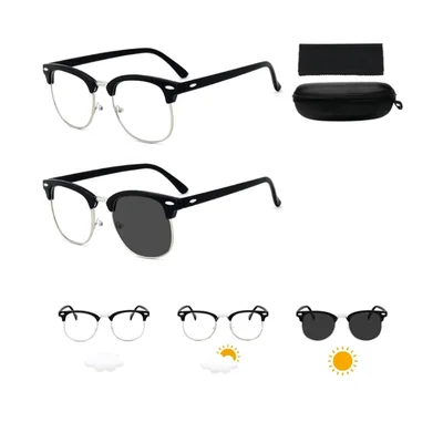 Lentes fotocromaticos gafas anti blue light cambio color con estuche negro