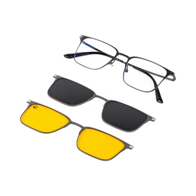 Lentes Gafas de Sol Clip On PANDAS Graduables Polarizados y Visión Nocturna para Hombre y Mujer UV400 Vector Plateado