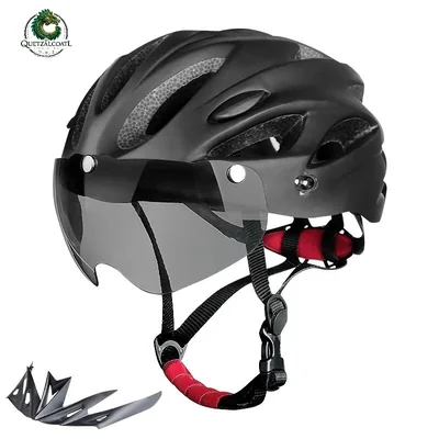 Casco Ciclismo negro 01 Ultraligero Visera Magnética Luz LED Trasera Integrada Talla Ajustable