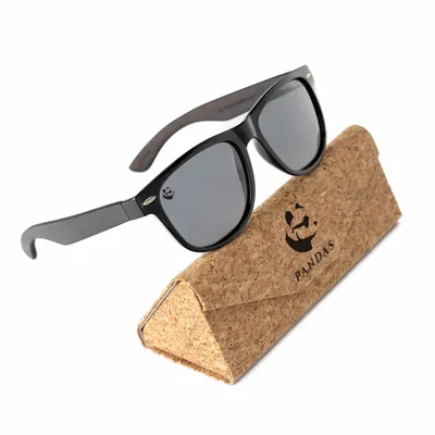 Lentes Gafas de Sol Polarizados PANDAS Unisex Wayfarer de Madera UV400 Lobo Negro .