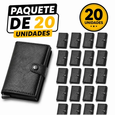 Paquete de 20 Unidades Cartera De Hombre De Piel Con Tarjetero De Aluminio Con Prot