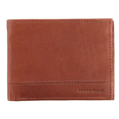 Perry Ellis Billetera Cartera Hombre Café Piel Clásica