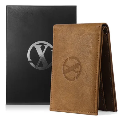 Cartera De Hombre Xiuhte Estilo Sencillo Ultrafino Color Marrón Diseño De La Tela Color Sólido