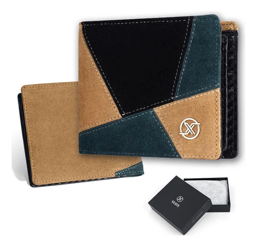 Xiuhte Cartera De Hombre Diseño Patchwork Original En Caja
