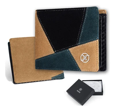 Xiuhte Cartera De Hombre Diseño Patchwork Original En Caja