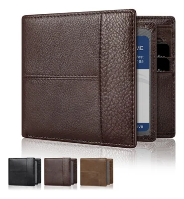 Cartera Hombre Piel Genuina Cartera Antirrobo Rfid/billetera