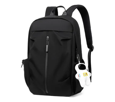 Mochila Urbana Negra con Accesorio de Astronauta