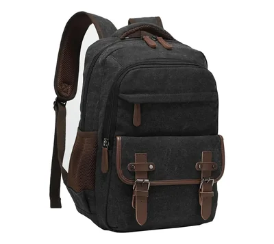 Mochila de Lona Estilo Vintage con Detalles en Cuero