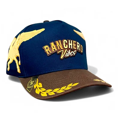 VAGO RANCHERO VIBES Gorra Visera Curva Azul Marino con Café