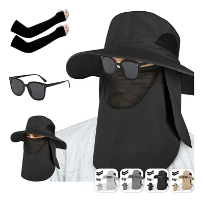Sombrero El Sol Gorra Protección Cuello Y Cara +manga Y Gafa