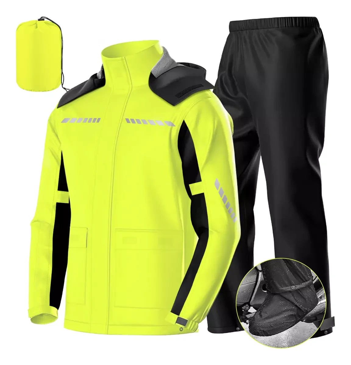 Impermeable Motociclista Moto Reflejante Con Capucha Teker.