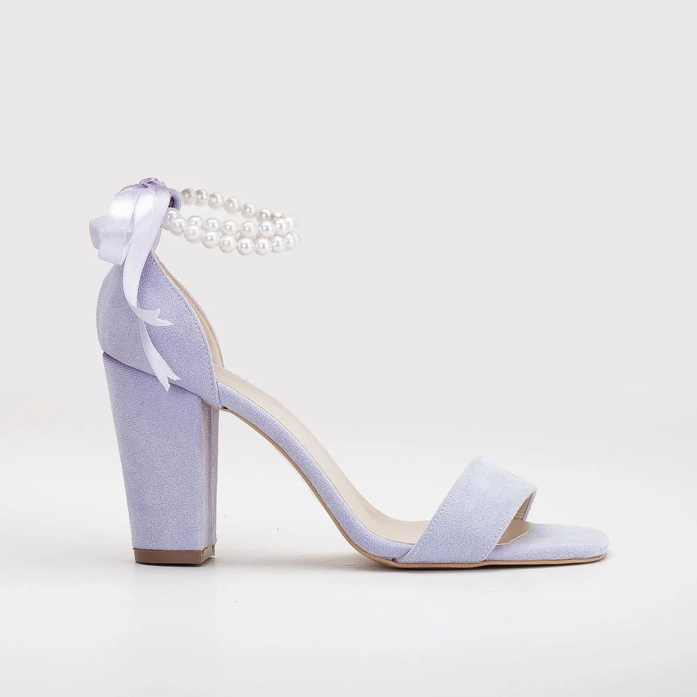 Melissa - Sandalias de ante lila con perlas