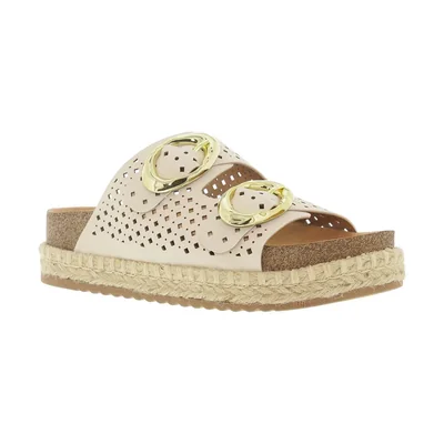 Sandalia Doble Tira con Hebilla para Mujer, Color Beige Beira Rio