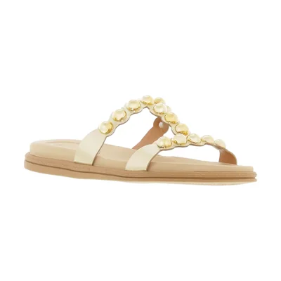 Sandalia Ajuste en T para Mujer, Color Dorado Beira Rio