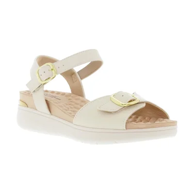 Sandalia Media Plat Hebilla para Mujer, Color Blanco Modare