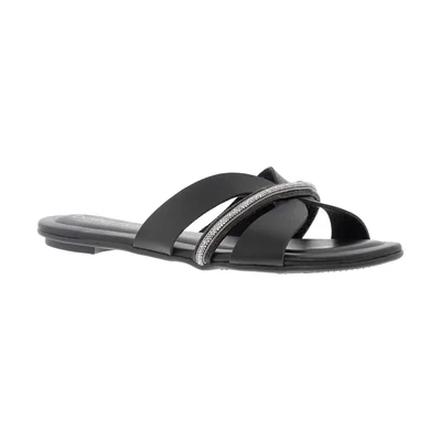Sandalia Plana con Tiras para Mujer, Color Negro Beira Rio