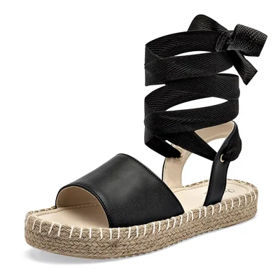 Queen Sandalia Tipo Alpargata Negro Para Mujer Cod.140788