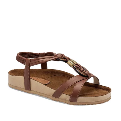 Mora Tierra Sandalia Artesanal Piel Camel Para Mujer Cod.140643