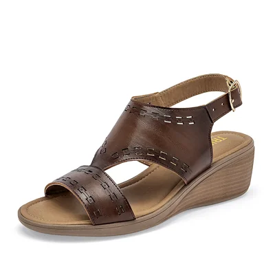 Tristanni Shoes Sandalia Cuña Cafe Para Mujer Cod.141425