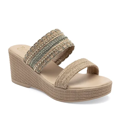 Rojo Cereza Sandalia Cuña Beige Verde Para Mujer Cod.140807