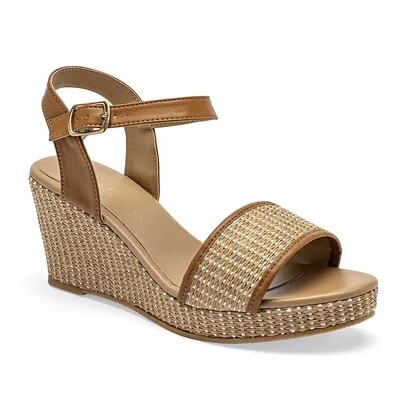 Mariana Valle Sandalia Cuña Camel Beige Para Mujer Cod.141293