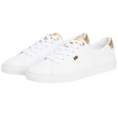 Tenis Casual Lulu Tommy Hilfiger Blanco con Aplicaciones en Dorado para Mujer