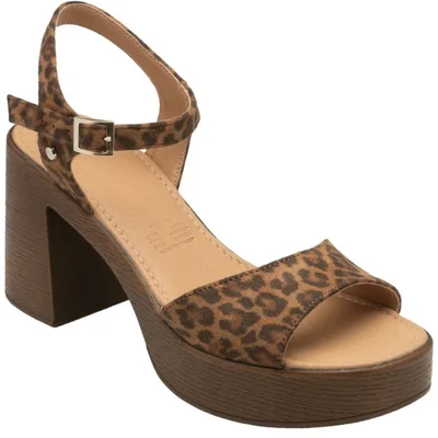 Sandalia con Tacón Eleanor Animal Print Levi's Café Ajuste Hebilla para Mujer