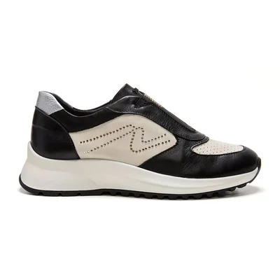Tenis Casual con Aplicación Pedrería 24 Hrs Negro Ajuste Elástico Frontal para Mujer