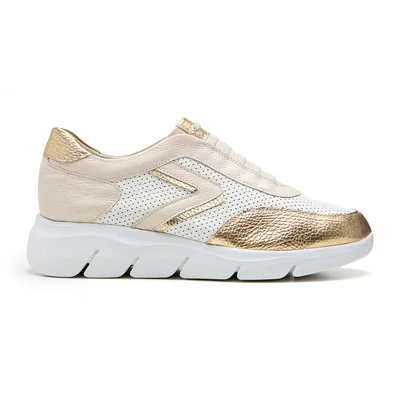 Tenis Casual Perforado 24 Hrs Dorado Agujeta Elástica para Mujer