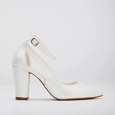 Colette - Tacones de bloque para novia color marfil