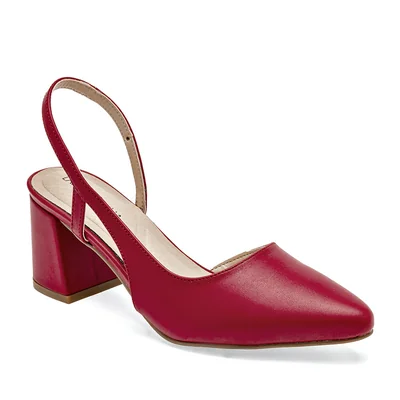 Zapatilla de tacón bajo destalonado rojo