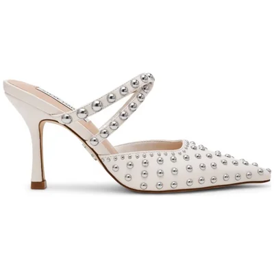 Zapatilla Destalonada Steve Madden Blanco con Aplicación de Estoperoles para Mujer